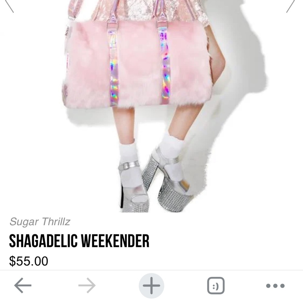 Dolls kill sugar thrillz shagadelic weekender pink fuzzy holographic